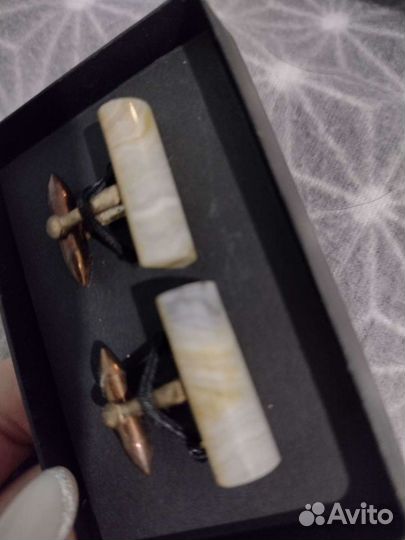 Запонки СССР с натуральным камнем