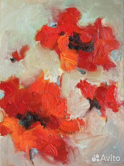 Картина с цветами красные маки маслом