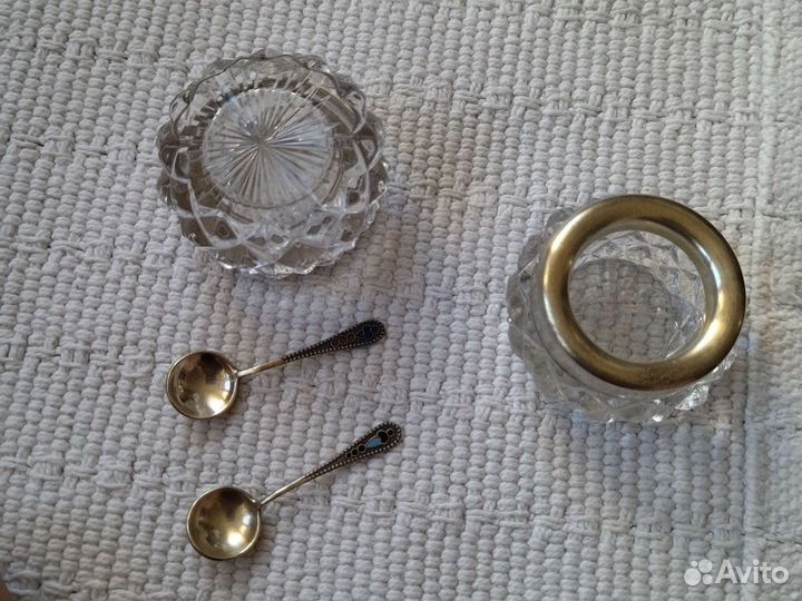 Солонка хрустальная СССР в серебре