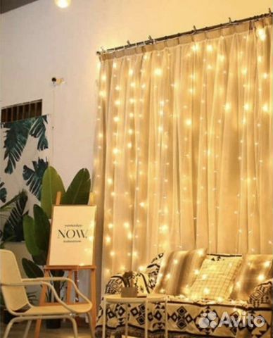 Гирлянда штора 3х2 тёплый свет