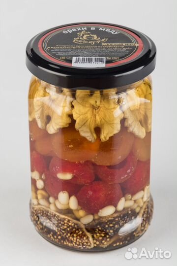 Орехи в меду с сухофруктами и цукатами опт