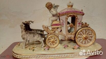 Карета ангелочек (путти), козлики, фарфор