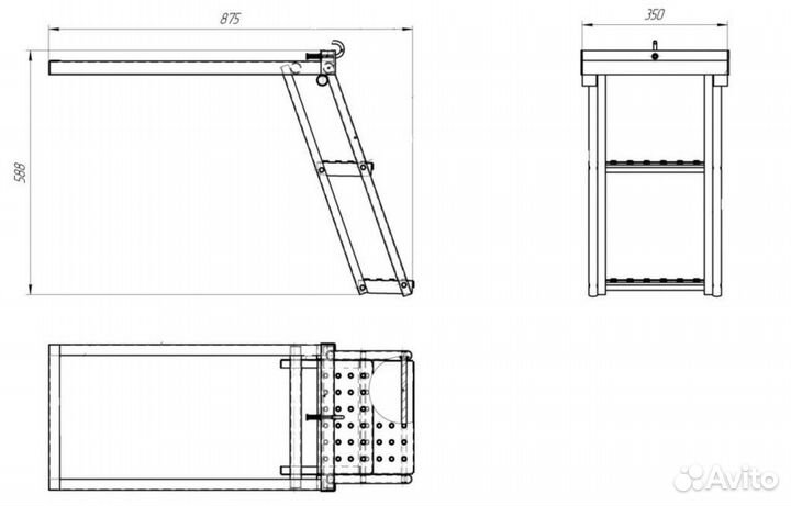 Лестница складная широкие ступени лс 02.00