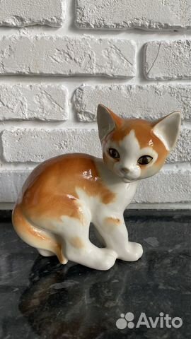 Статуэтка Котенок лфз, СССР, фарфоровая статуэтка