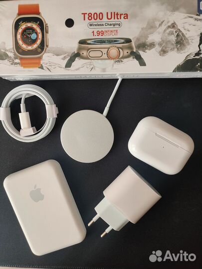 Airpods Pro, Apple Watch, MagSafe, блок, lightning