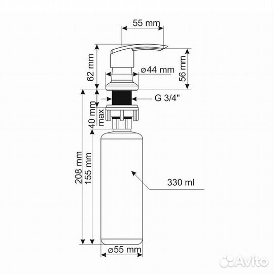 Дозатор для моющего средства Ulgran U-02-310, сер