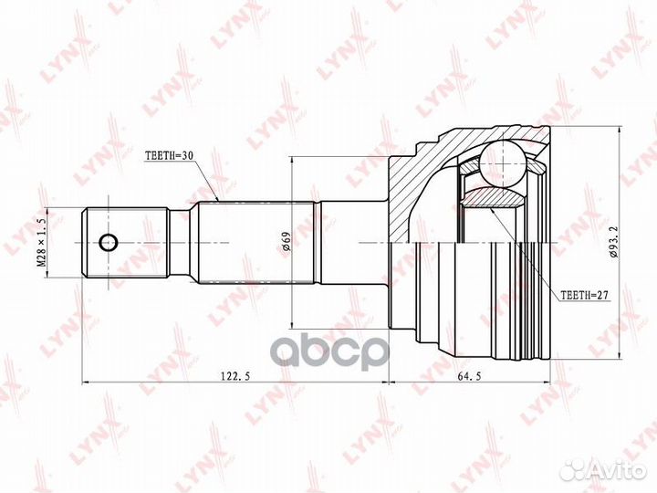 Шрус наружный перед прав/лев CO7536 lynxauto