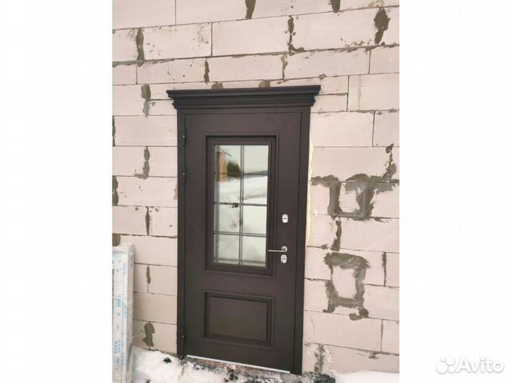 Входная дверь Термо Аляска 3К с окном RAL 8019