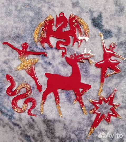 Елочные игрушки из эпоксидной смолы