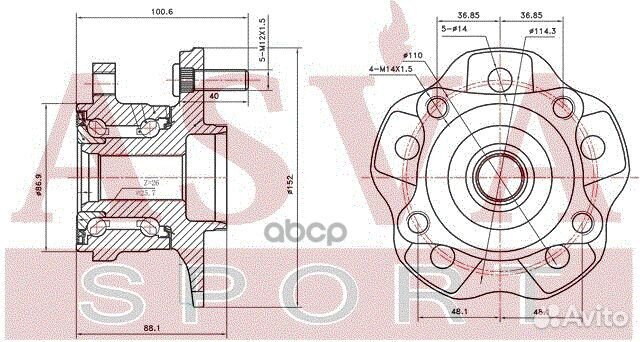 Ступица колеса зад прав/лев tywhgyl15R asva