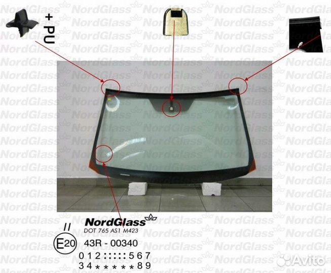 Ветровые стекла toyota RAV 4 III 5RGR, шт 06/01-13/01 nordglass 8372agsvw