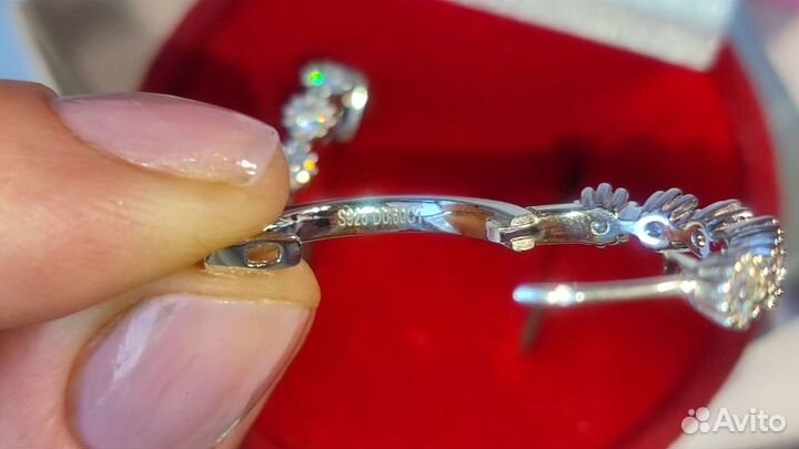 Серьги конго с муассанитами D VVS1 3 мм 1,2ct 925