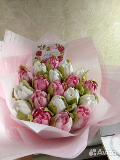 Съедобный букет зефирные тюльпаны