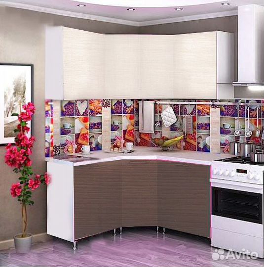 Кухня угловая 1,45*1,45 м шимо темный/шимо светлый