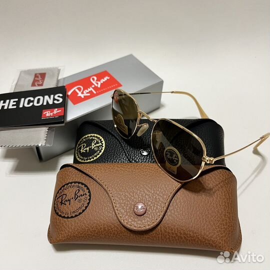 Солнцезащитные очки ray ban золотые