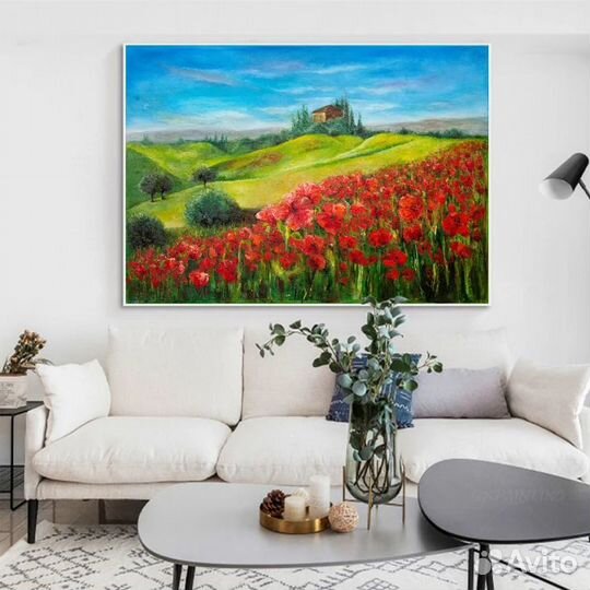 Яркая картина маслом на холсте пейзаж