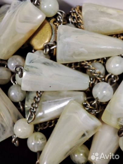 Бусы из натуральных камней на цепочке. Винтаж