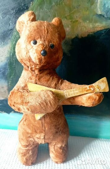 Плюшевый заводной медведь с балалайкойссср