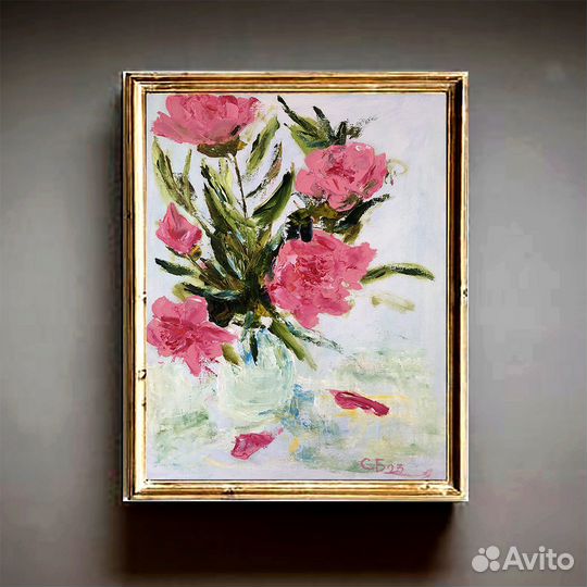 Картина маслом Пионы