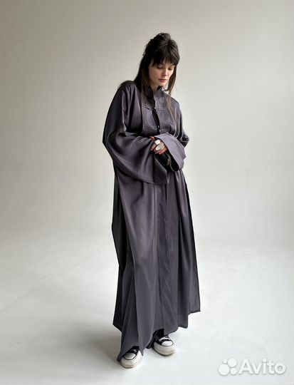 Платье-кимоно шелковое макси в китайском стиле