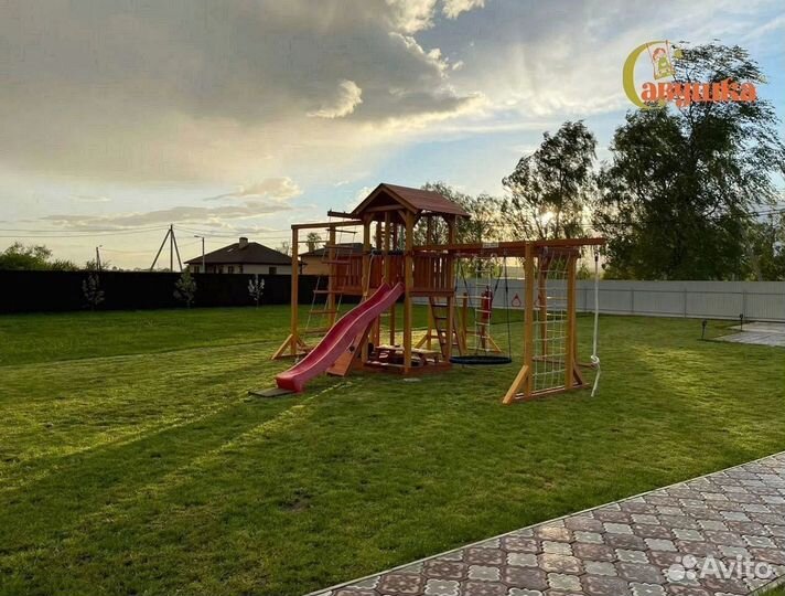 Детские площадки домики горка качели