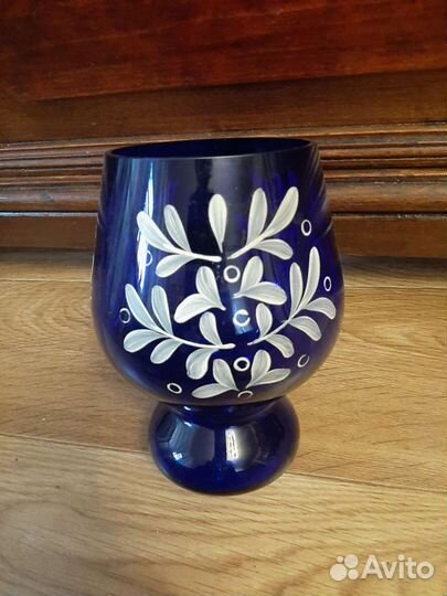 Ваза, ручная роспись, кобальт, винтаж