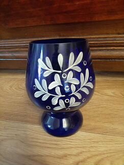 Ваза, ручная роспись, кобальт, винтаж