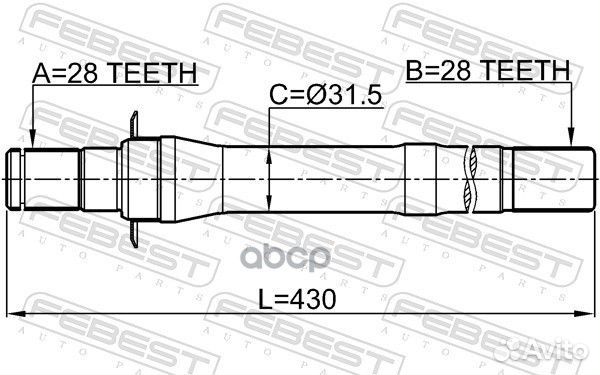 Полуось правая 28X430X28 hyundai IX35/tucson 09