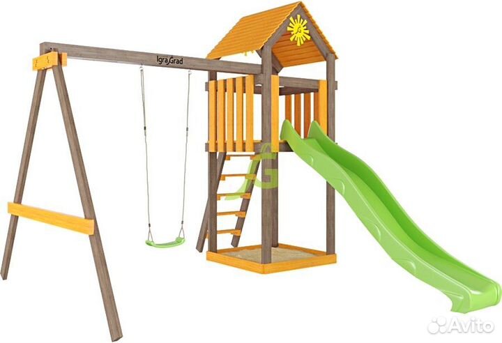 Детская площадка с качелей и горкой