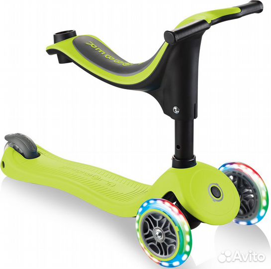 Самокат Globber GO UP sporty plus lights зеленый S