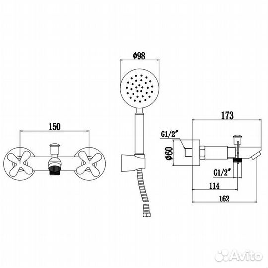 Смеситель для ванны Fmark FS8504, сатин