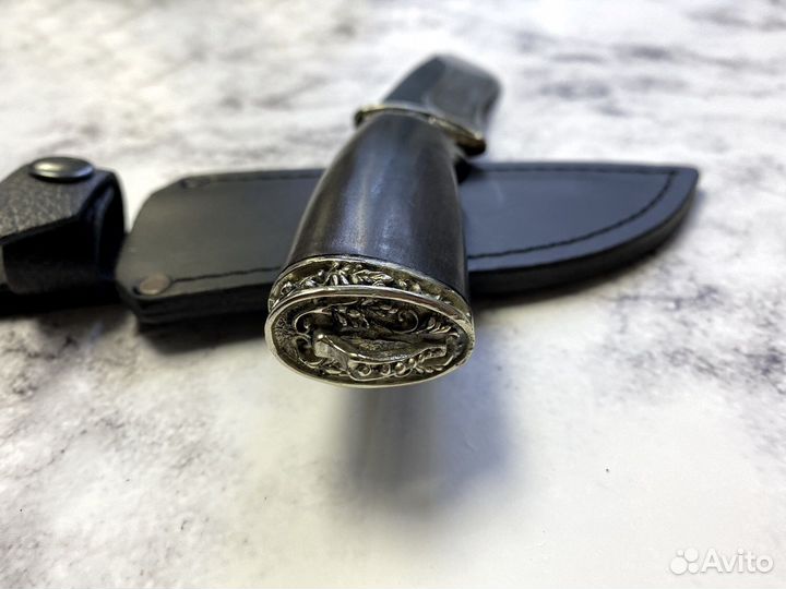 Нож Егерь, кованая Х12мф, черный граб, мельхиор