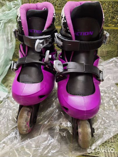 Ролики сиреневые раздвижные, размер 31-34