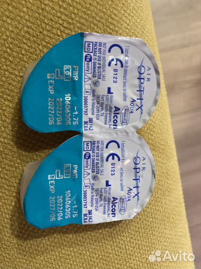 Контактные линзы Air optix Agua -2.00 и -1.75