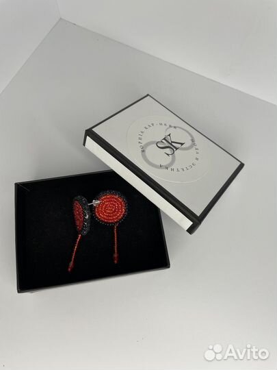 Серьги ручной работы из бисера «Кровавые Серьги»