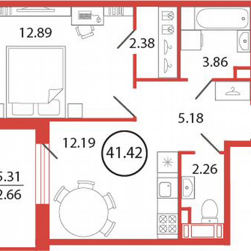 1-к. квартира, 41,4 м², 5/12 эт.