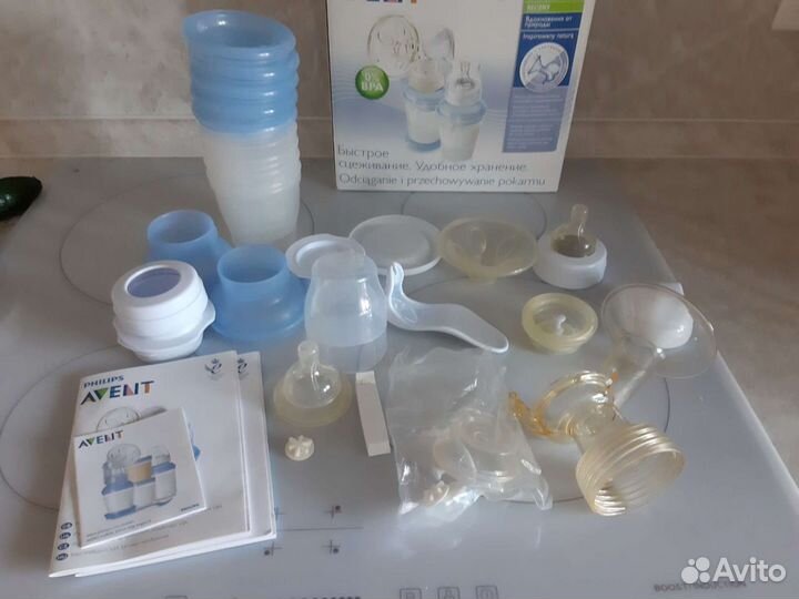 Молокоотсос avent ручной с системой хранения