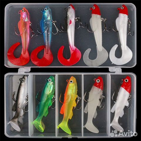 Набор силиконовых приманок для рыбалки 10 шт