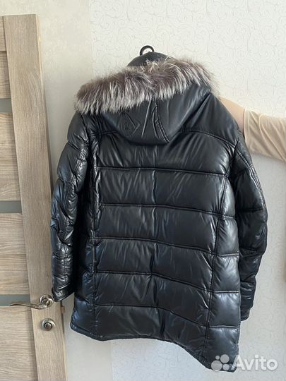 Мужской кожаный пуховик 54 56