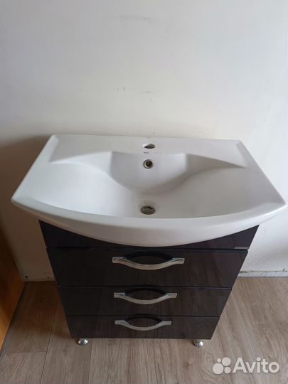 Тумба с раковиной Акватон Ария 65 Н темно-коричнев