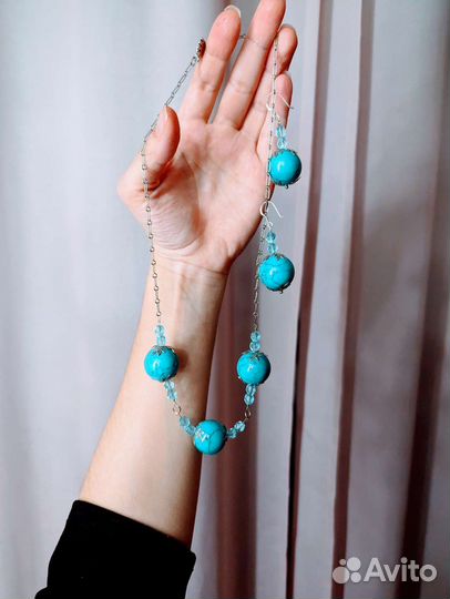 Колье и серьги из бирюзы