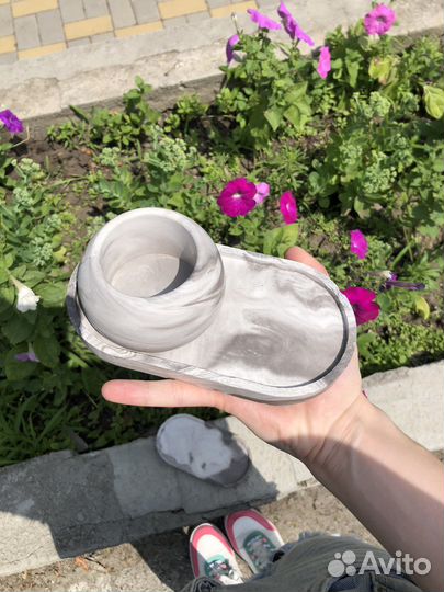 Декоративный гипсовый набор. Поднос + стаканчик