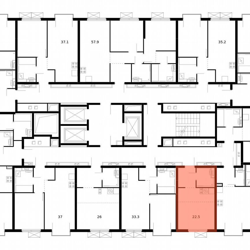 Квартира-студия, 22,5 м², 21/24 эт.