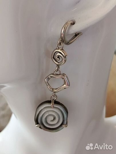 Серебряные серьги с натуральным перамутром