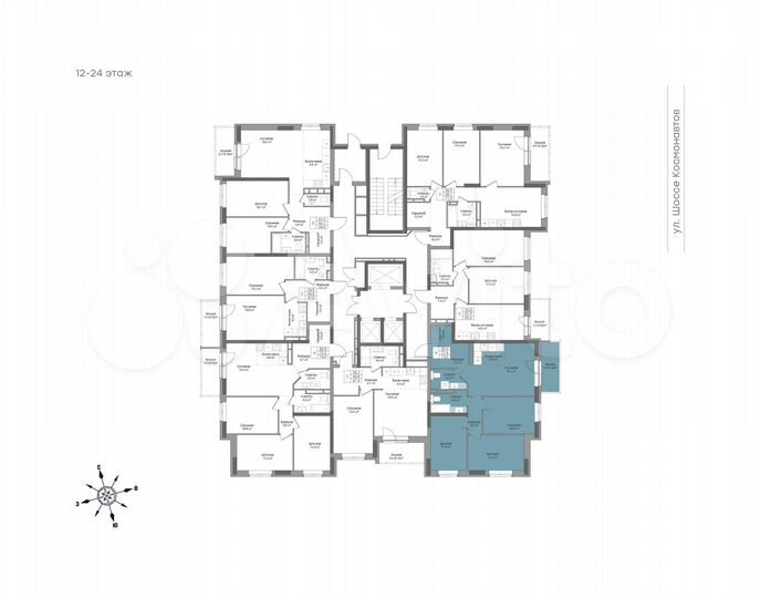 4-к. квартира, 74 м², 20/24 эт.