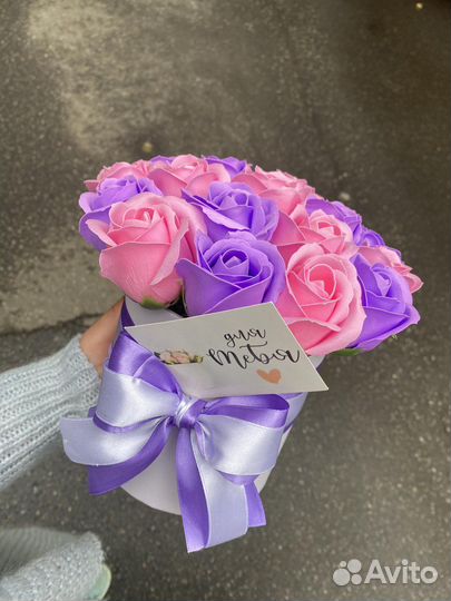 Букет мыльных роз на 8 Марта, цветы, пионы