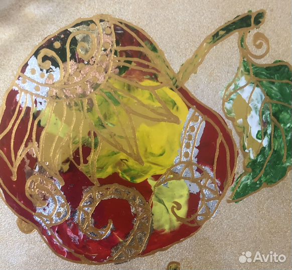 Блюдо - поднос стекло с авторской росписью