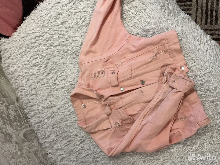 Джинсовка розовая оверсайз