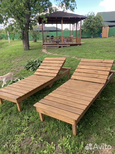 Шезлонг лежак деревянный