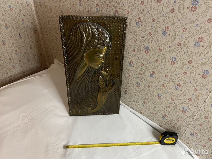 Картина медная чеканка СССР девушка
